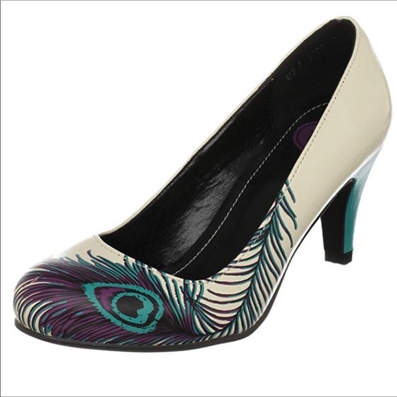 ModCloth TUK Peacock Feather Heels Shoes - Picture 2 of 8
